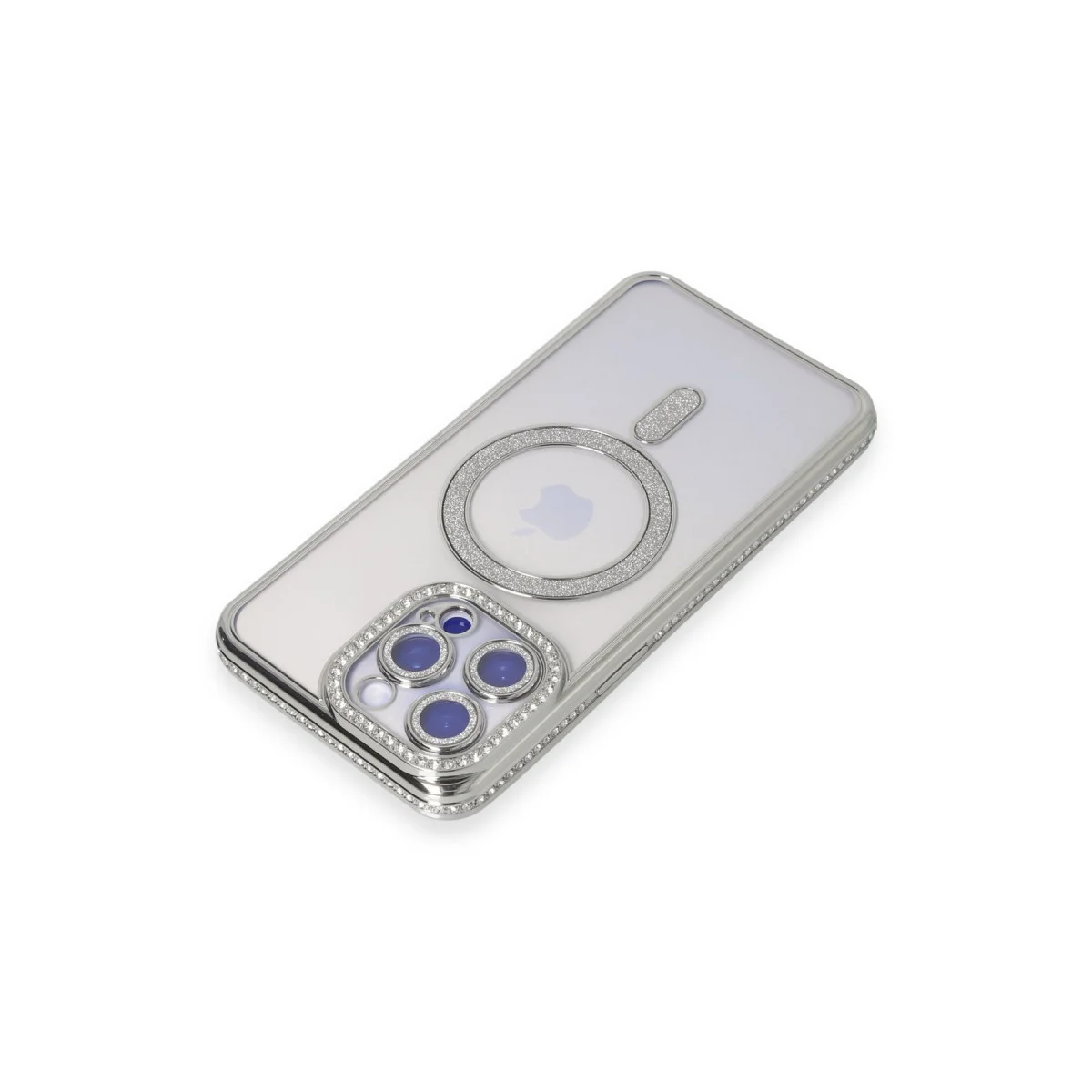 iPhone 14 Pro Max Kılıf Joke Simli Magneticsafe Kılıf - Gümüş
