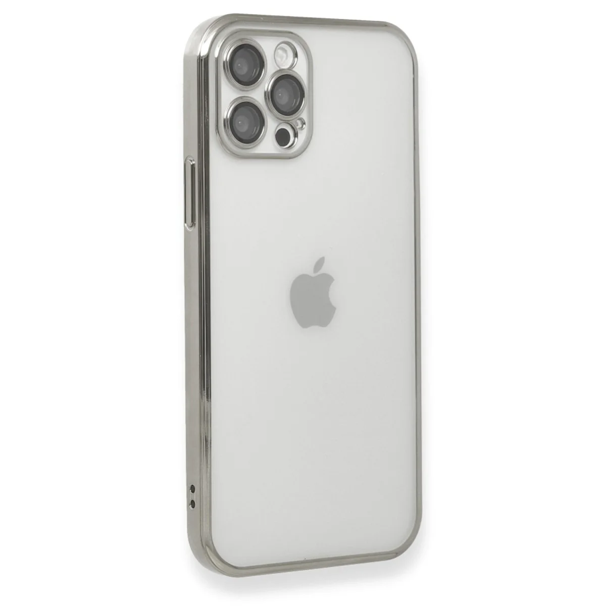 iPhone 12 Pro Max Kılıf Razer Lensli Silikon - Gümüş