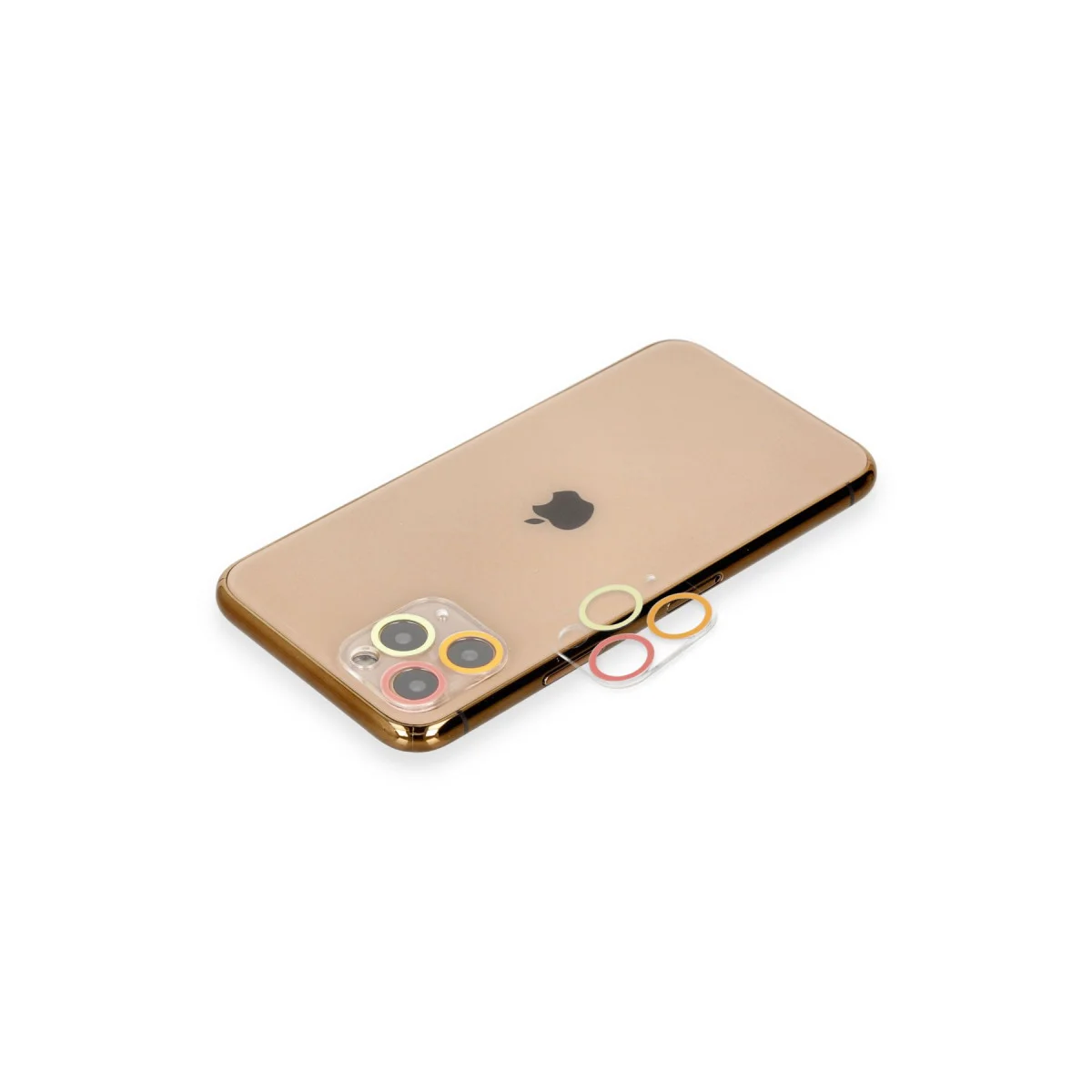 iPhone 11 Pro Renkli Kamera Lens Koruma Cam - Turuncu-Kırmızı