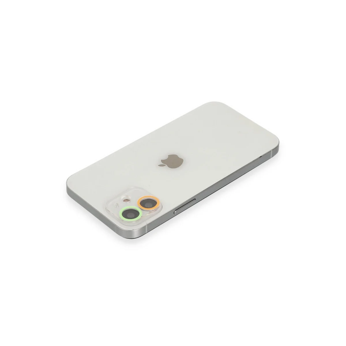 iPhone 12 Mini Renkli Kamera Lens Koruma Cam - Turuncu-Yeşil