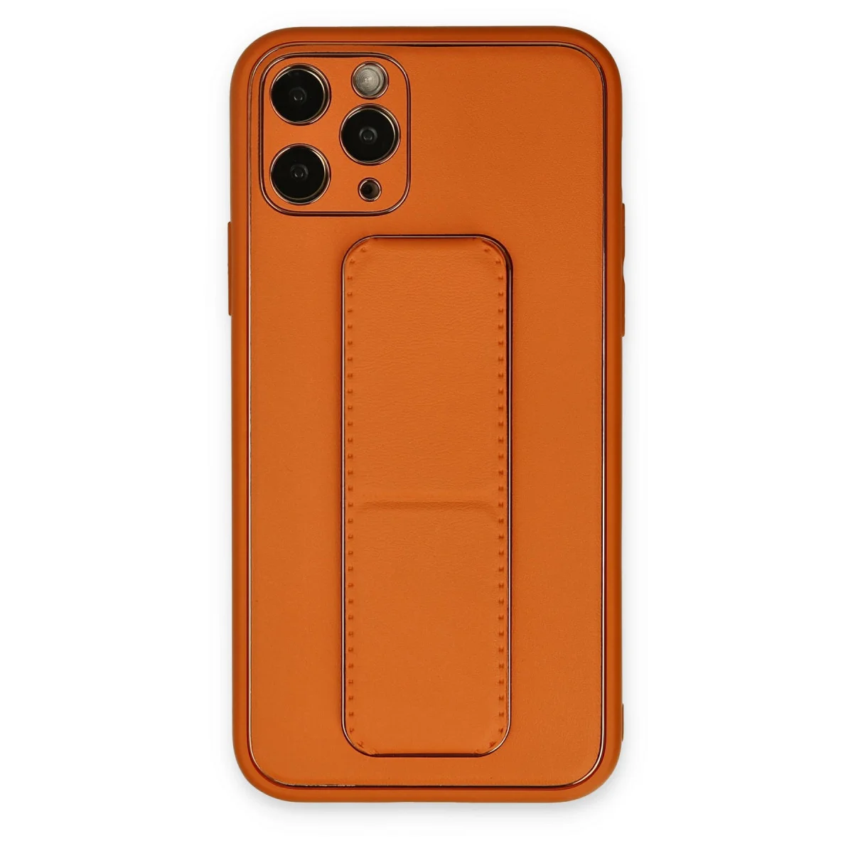 iPhone 11 Pro Kılıf Coco Deri Standlı Kapak - Turuncu