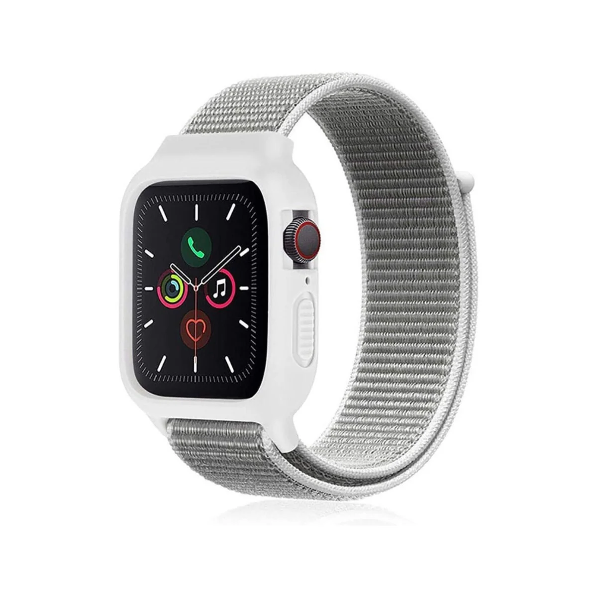 Watch 38mm Hasırlı Cırtcırtlı Kasalı Kordon - Beyaz