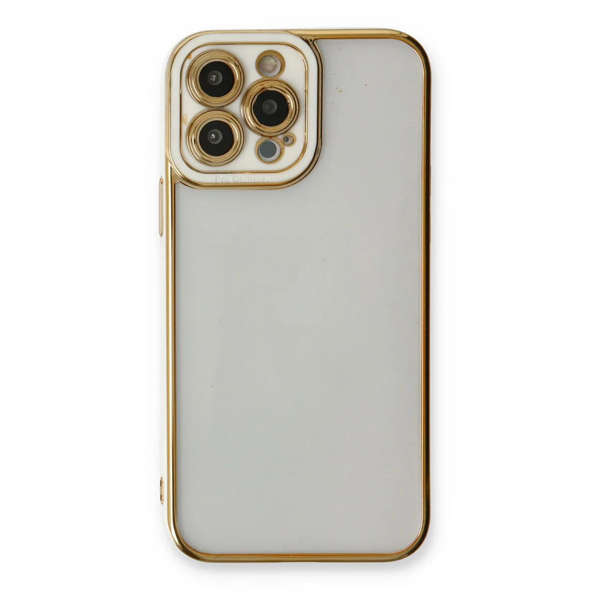 iPhone 13 Pro Max Kılıf Liva Lens Silikon - Beyaz
