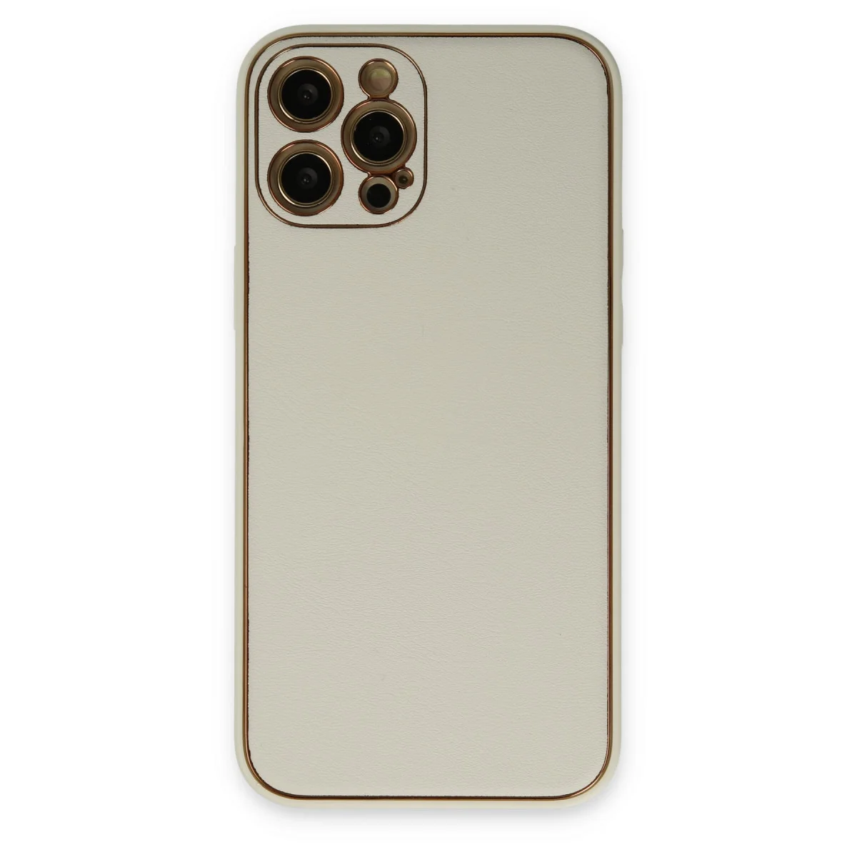 iPhone 12 Pro Kılıf Coco Deri Silikon Kapak - Beyaz