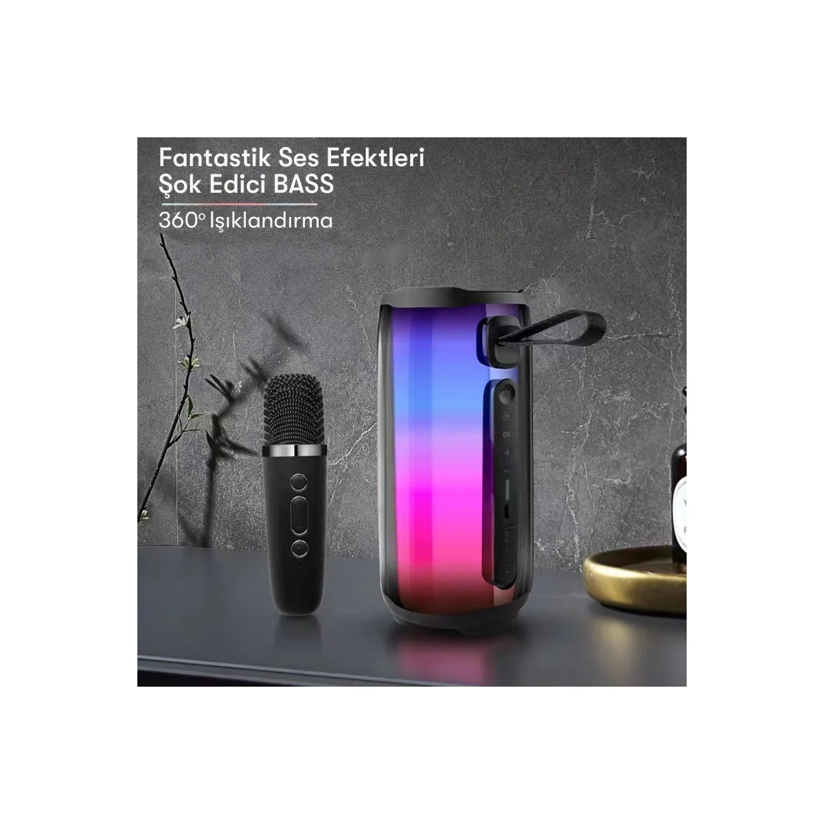 Pluse 5 Mikrofonlu RGB Kablosuz Hoparlör - Beyaz