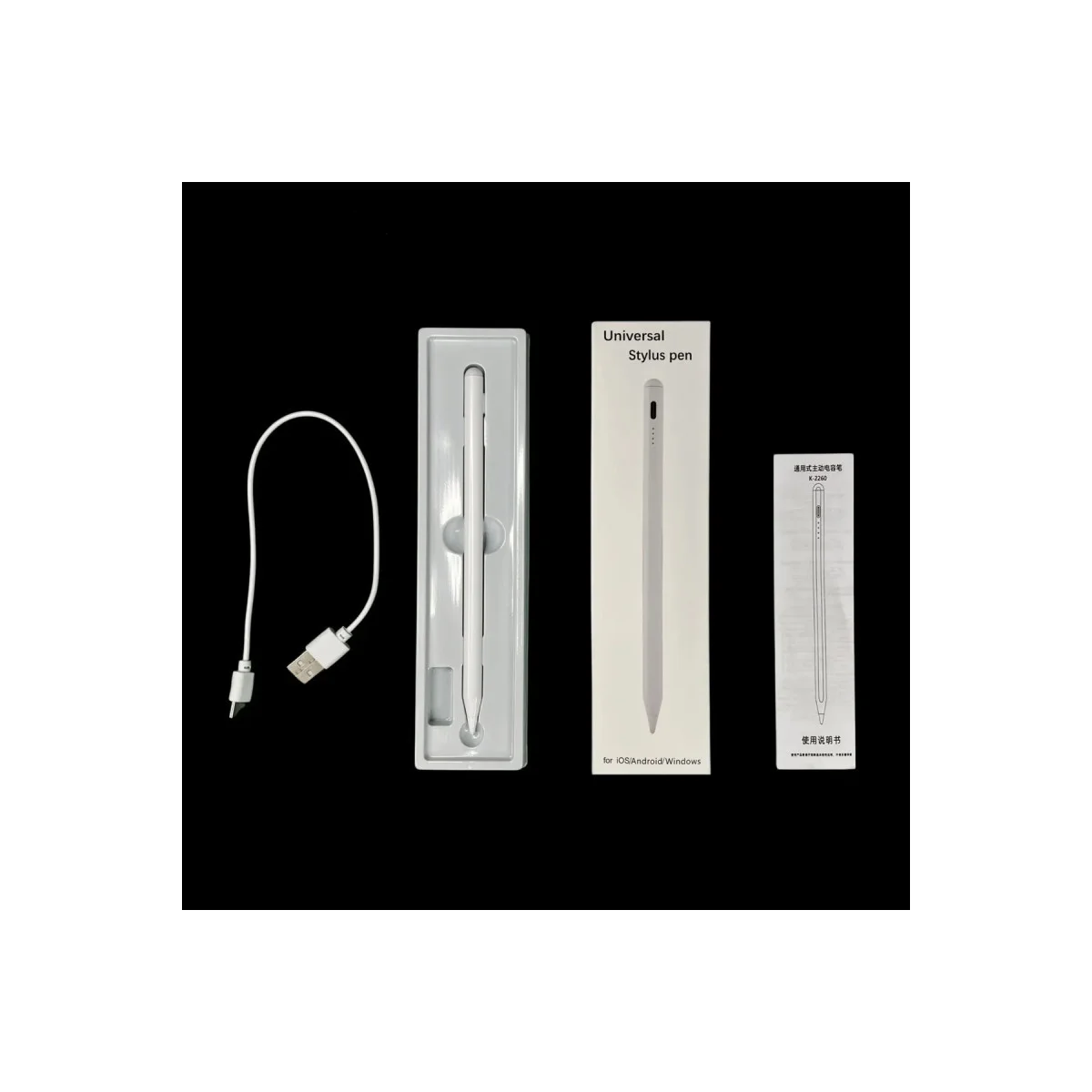 K2260 IOS ve Android Uyumlu Universal Dokunmatik Stylus Kalem - Beyaz