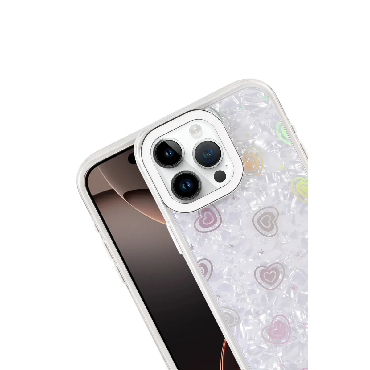 iPhone 14 Pro Max Lumi Desenli Kapak - Beyaz
