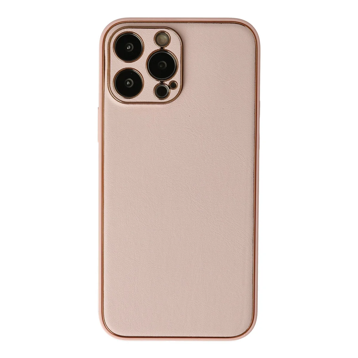 iPhone 13 Pro Max Kılıf Coco Deri Silikon Kapak - Pudra