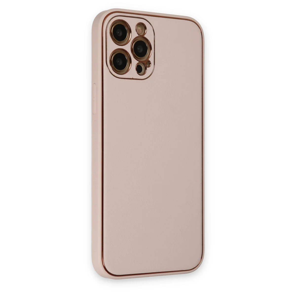 iPhone 12 Pro Kılıf Coco Deri Silikon Kapak - Pudra