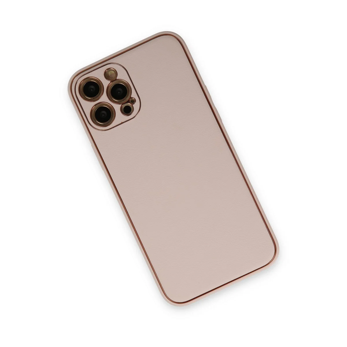 iPhone 12 Pro Kılıf Coco Deri Silikon Kapak - Pudra