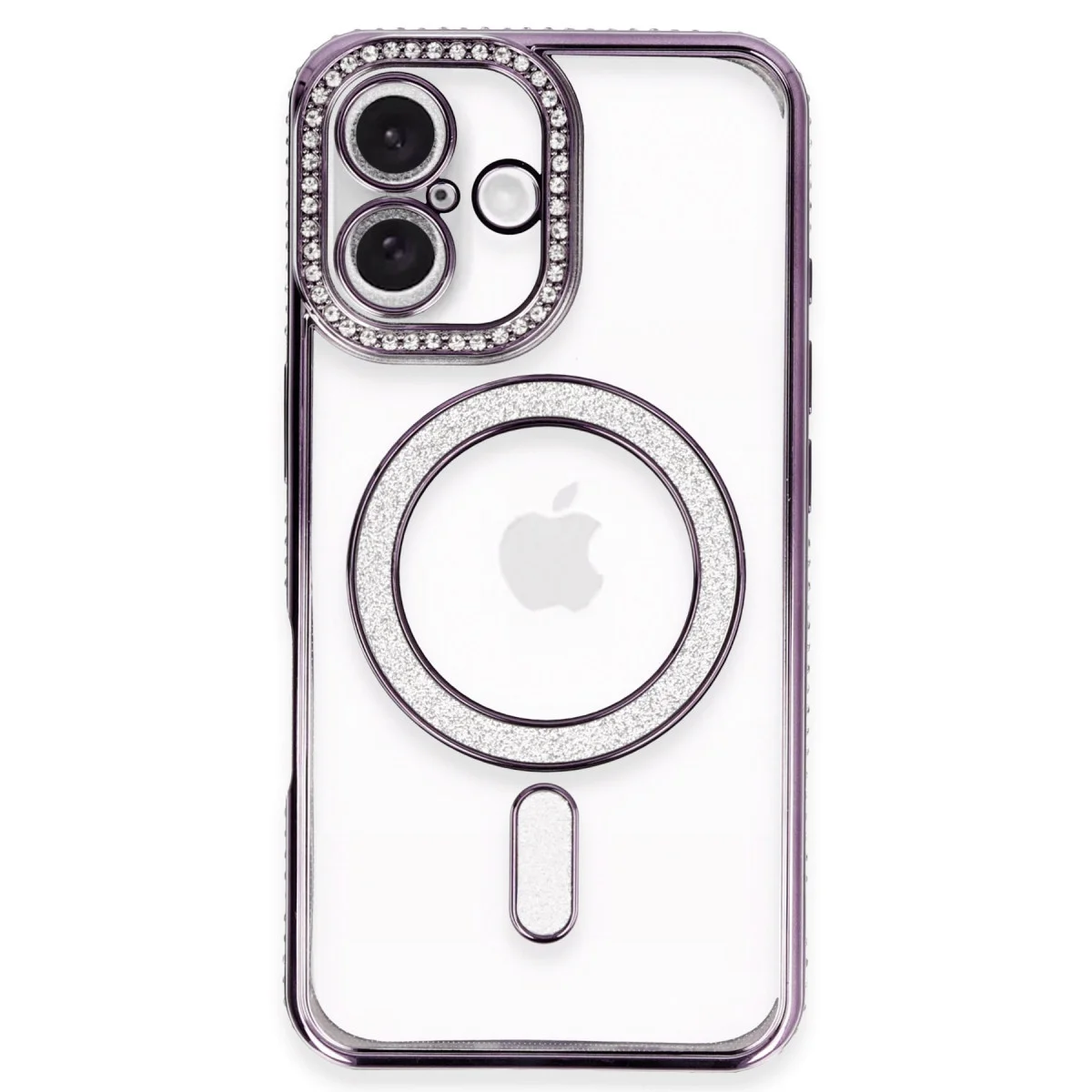 iPhone 16 Plus Kılıf Joke Simli Magneticsafe Kılıf - Derin Mor