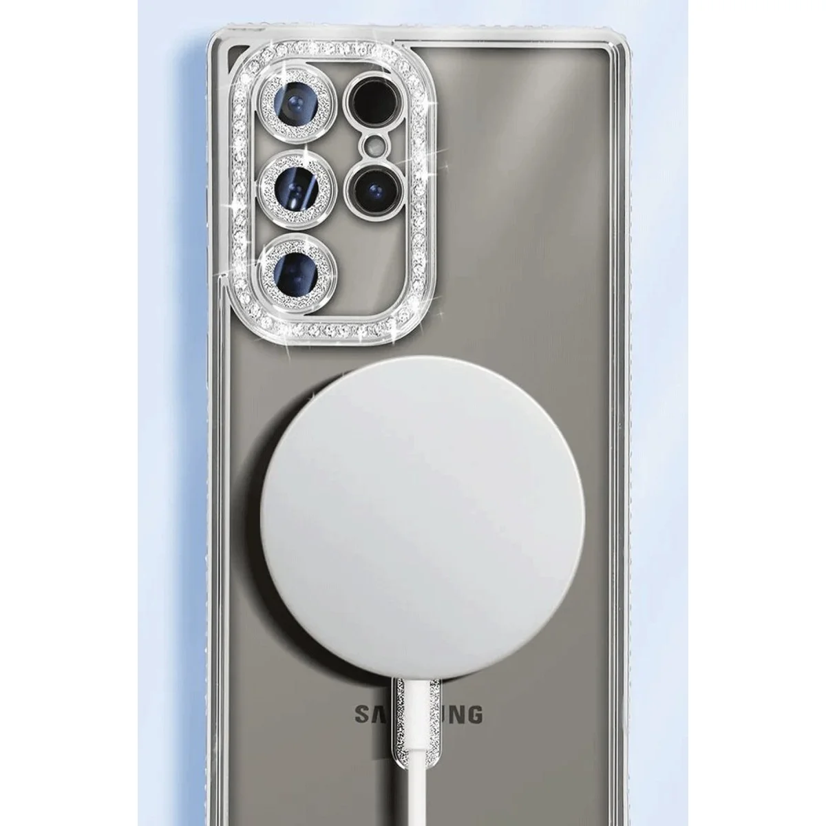 Galaxy S25 Ultra Kılıf Joke Simli Magneticsafe Kılıf - Derin Mor