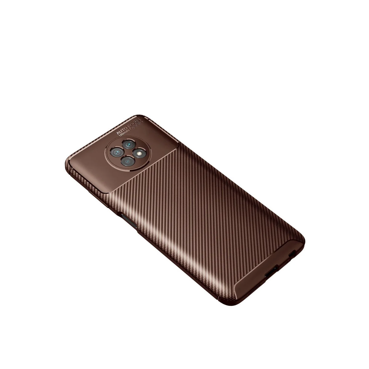 Redmi Note 9 5G Kılıf Auto Focus Karbon Kapak - Kahverengi