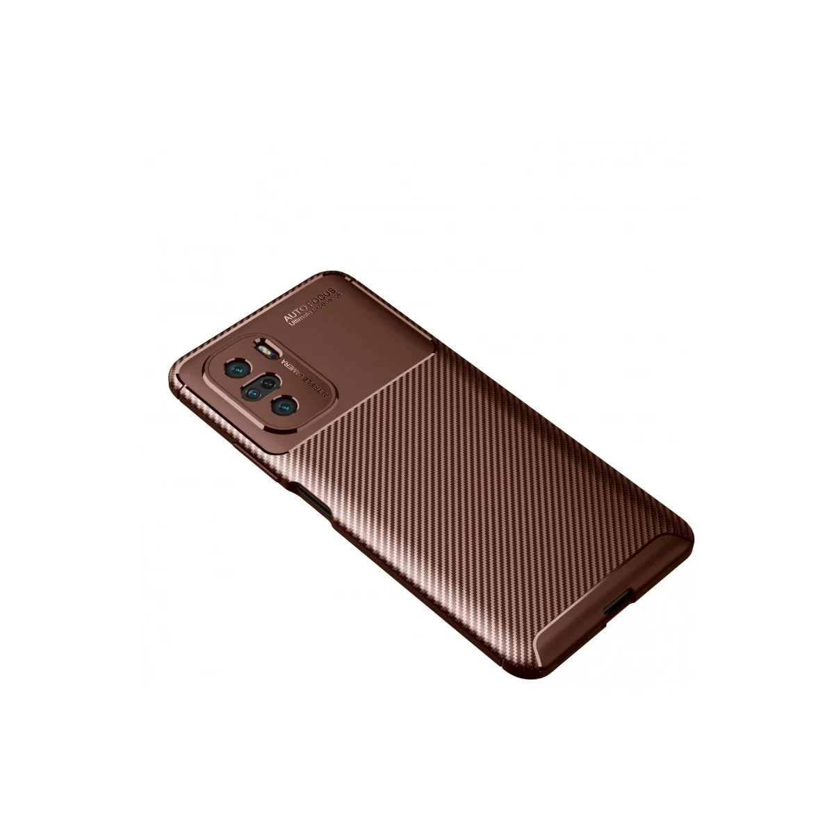 Poco F3 Kılıf Auto Focus Karbon Kapak - Kahverengi