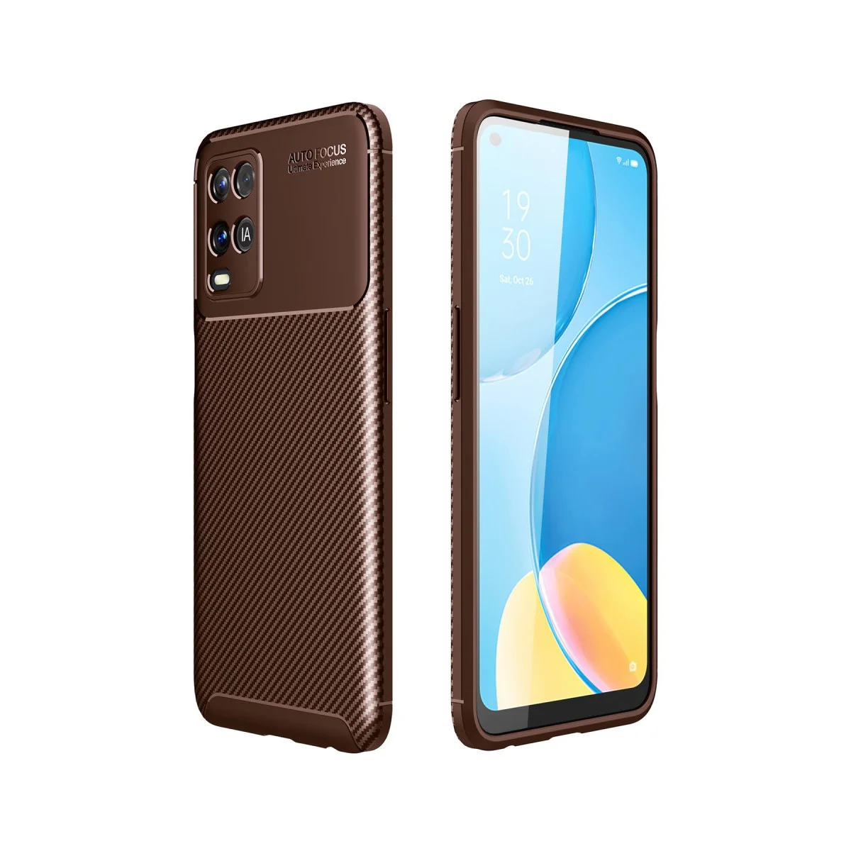 A54 4G Kılıf Auto Focus Karbon Kapak - Kahverengi