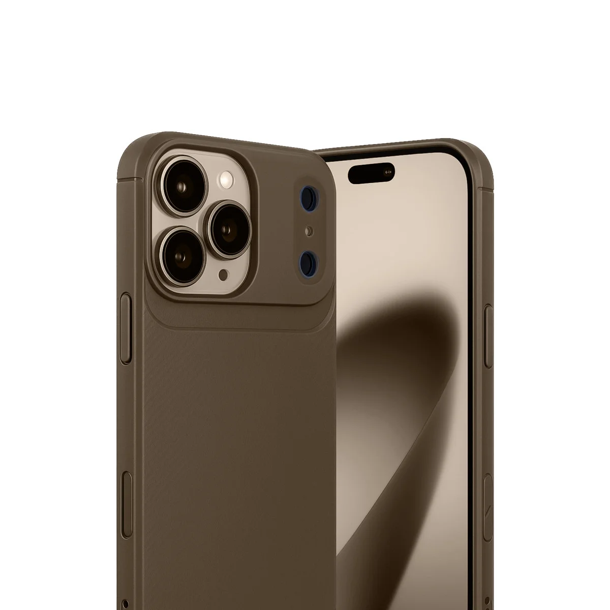 iPhone 17 Pro Max Auto Focus Karbon Kapak - Kahverengi