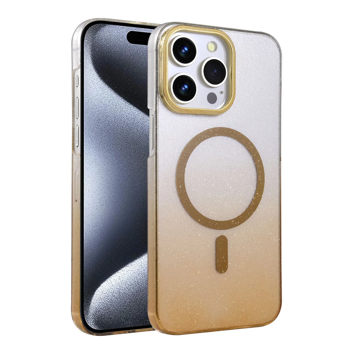 iPhone 15 Pro Max Glossy Magsafe Kapak - Çöl Titanyum