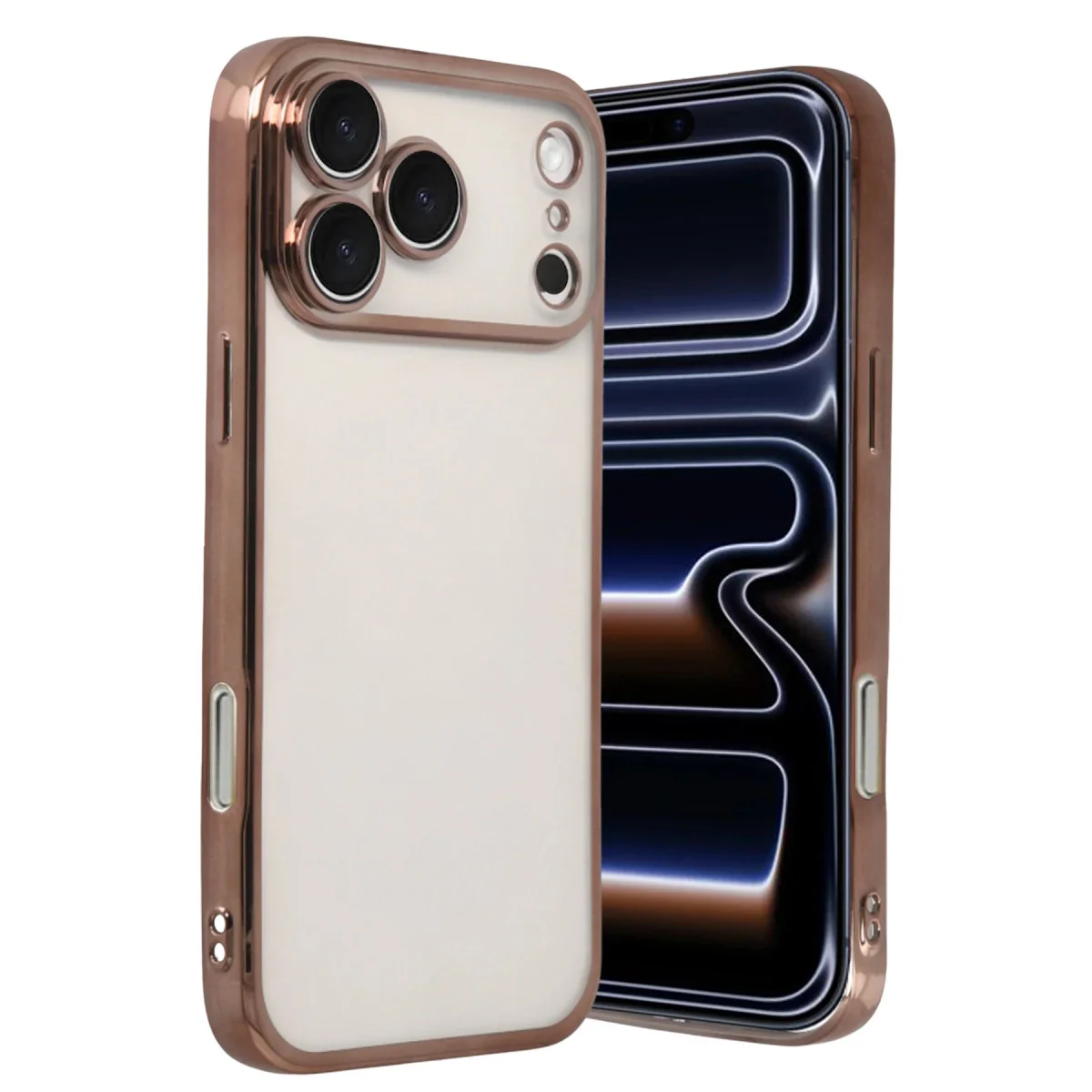 iPhone 17 Pro Razer Lensli Silikon - Çöl Titanyum