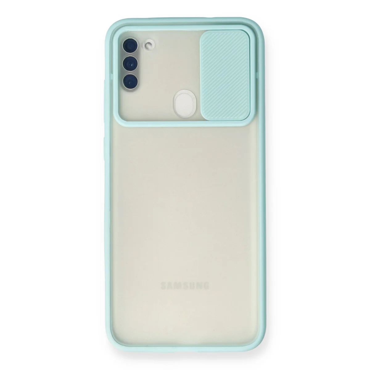 Galaxy A11 Kılıf Palm Buzlu Kamera Sürgülü Silikon - Turkuaz