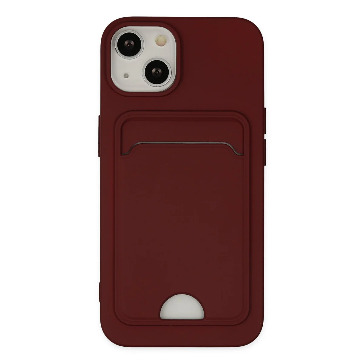 iPhone 14 Plus Kılıf Kelvin Kartvizitli Silikon - Bordo