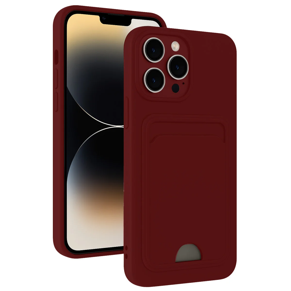 iPhone 15 Pro Max Kılıf Kelvin Kartvizitli Silikon - Bordo