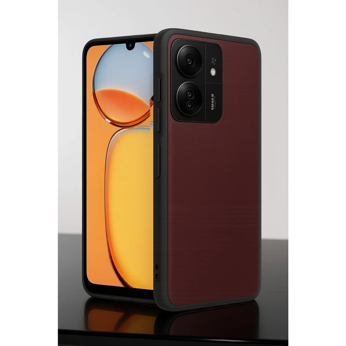 Redmi 13C Kılıf Aras Deri Kapak - Bordo