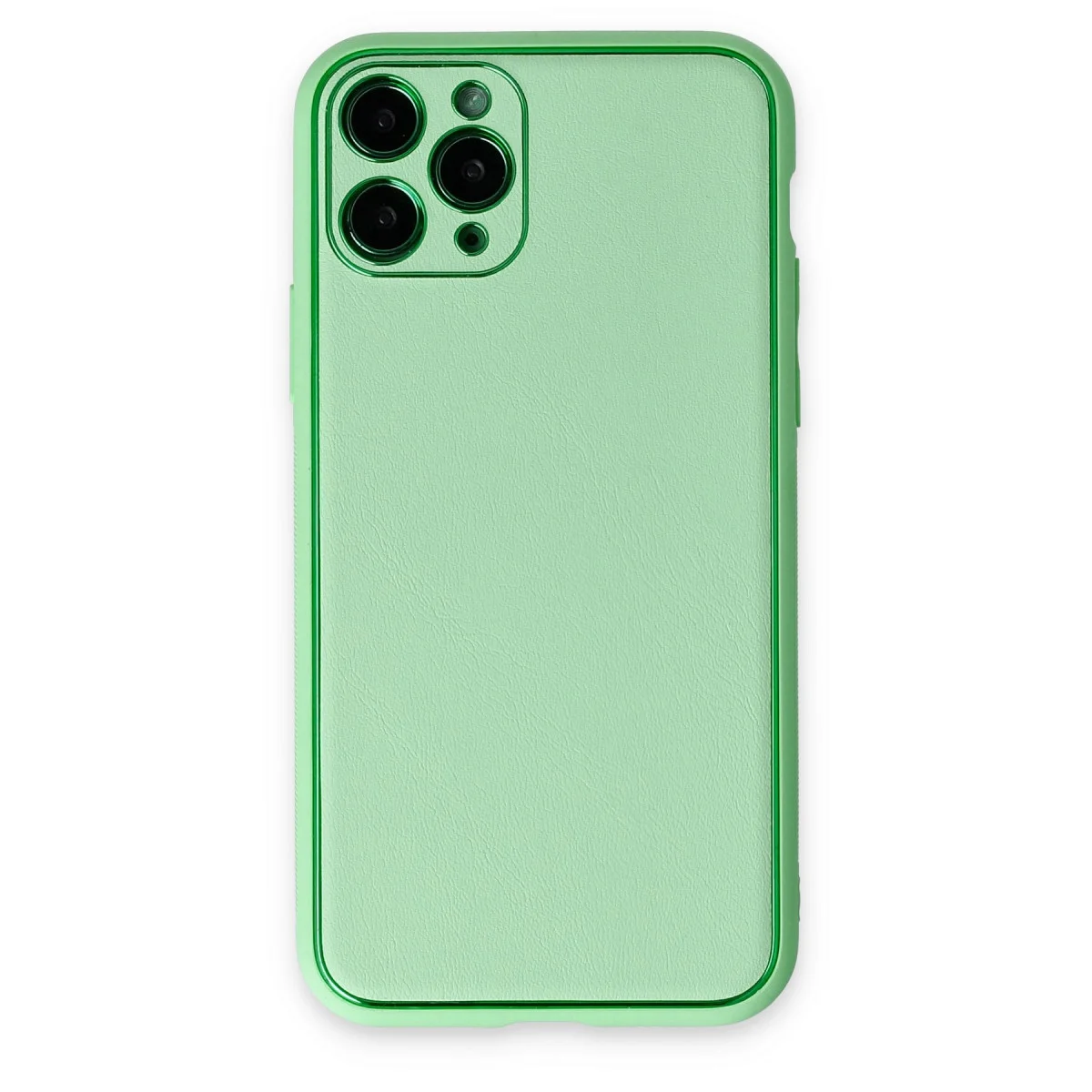 iPhone 11 Pro Kılıf Coco Deri Silikon Kapak - Açık Yeşil