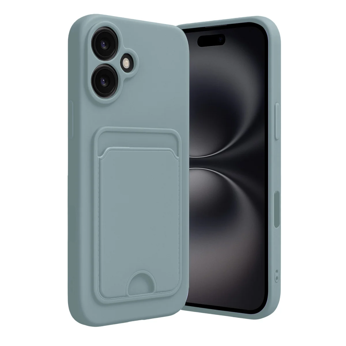 iPhone 16 Kılıf Kelvin Kartvizitli Silikon - Açık Yeşil