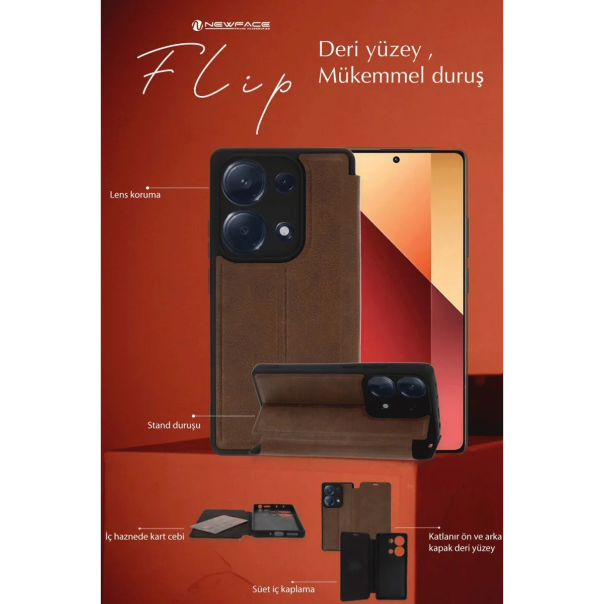 Galaxy A35 5G Kılıf Flip Cover - Taba