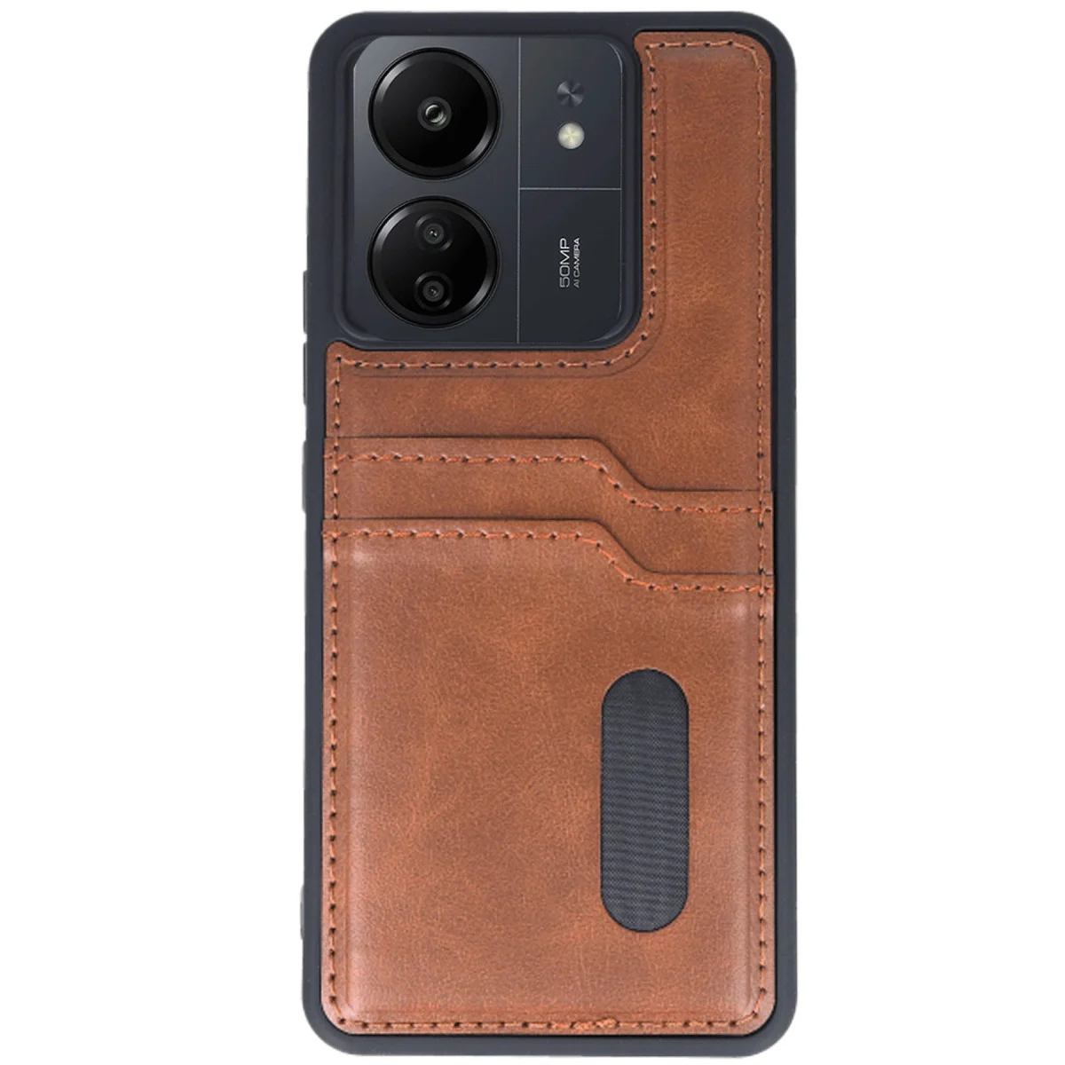 Redmi 13C Kılıf Sara Kartvizitli Deri Kılıf - Taba
