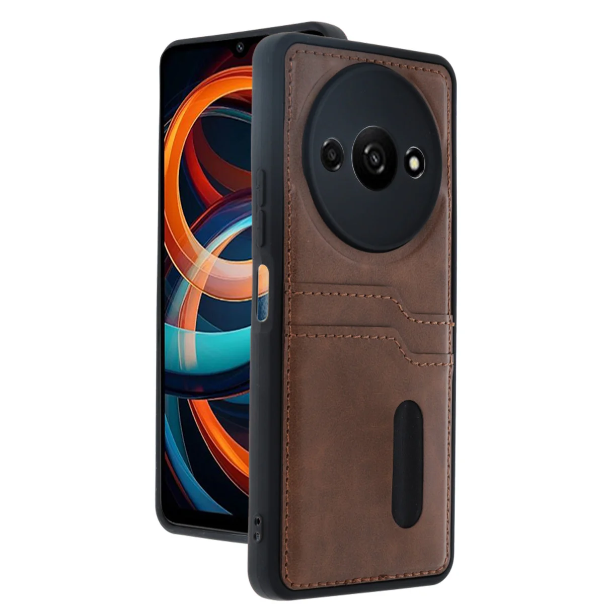 Redmi A3 4G Kılıf Sara Kartvizitli Deri Kılıf - Taba