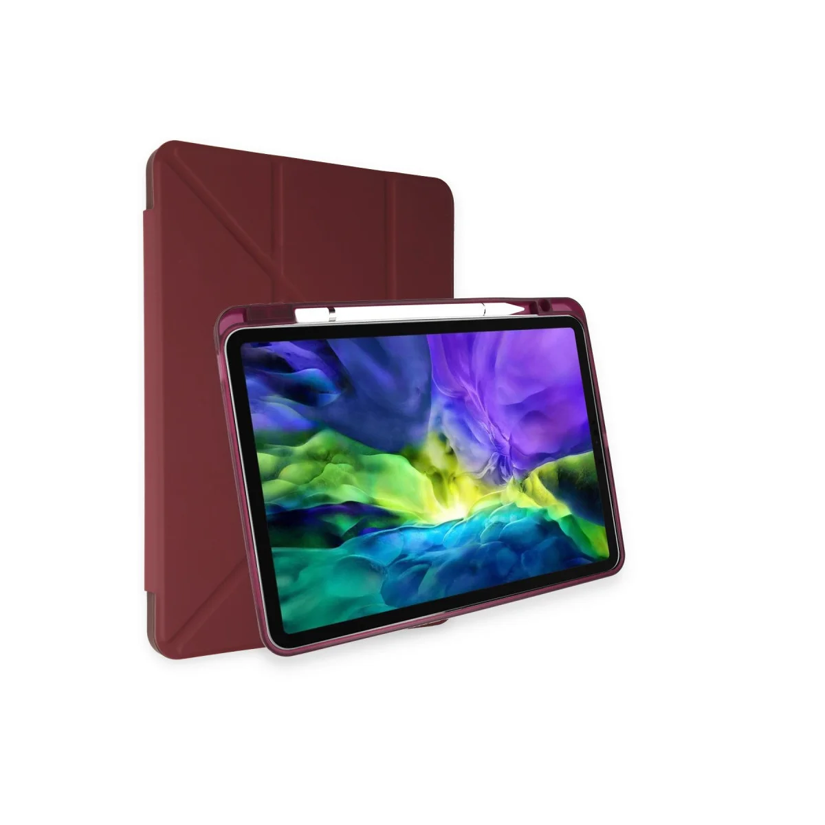 iPad Air 4 10.9 Kılıf Kalemlikli Mars Tablet Kılıfı - Mürdüm