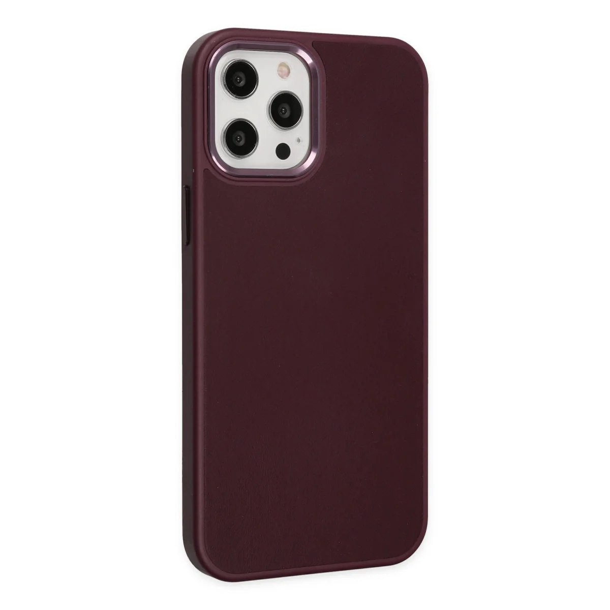 iPhone 12 Pro Max Kılıf Asya Deri Silikon - Mürdüm