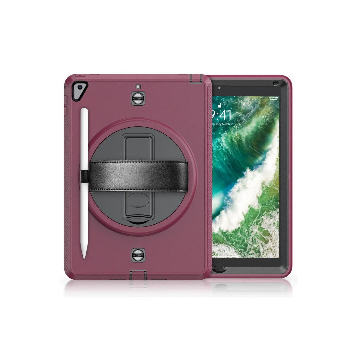 iPad 5 Air 9.7 Kılıf Strap-C Otterbox Tablet Kapak - Mürdüm
