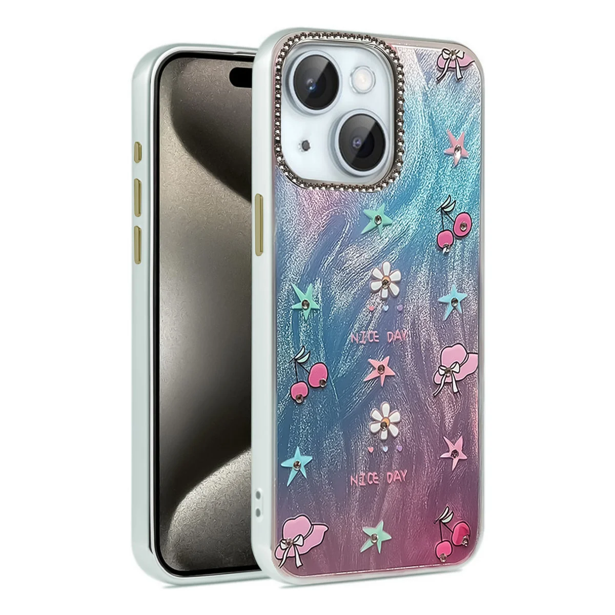 iPhone 15 Plus Kılıf Blade Aynalı Desenli Kapak - Desen 4