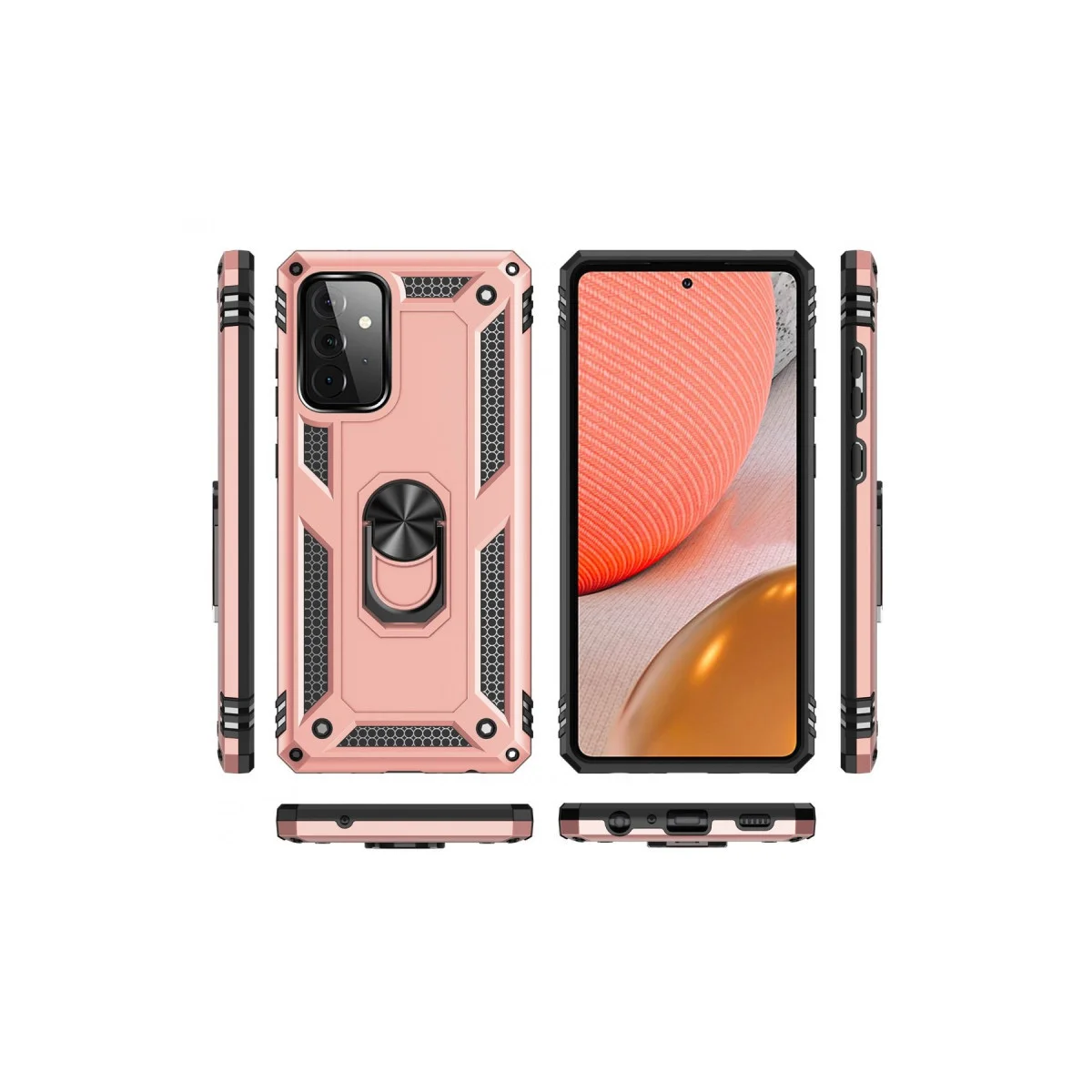 Galaxy A72 Kılıf Sofya Yüzüklü Silikon Kapak - Rose