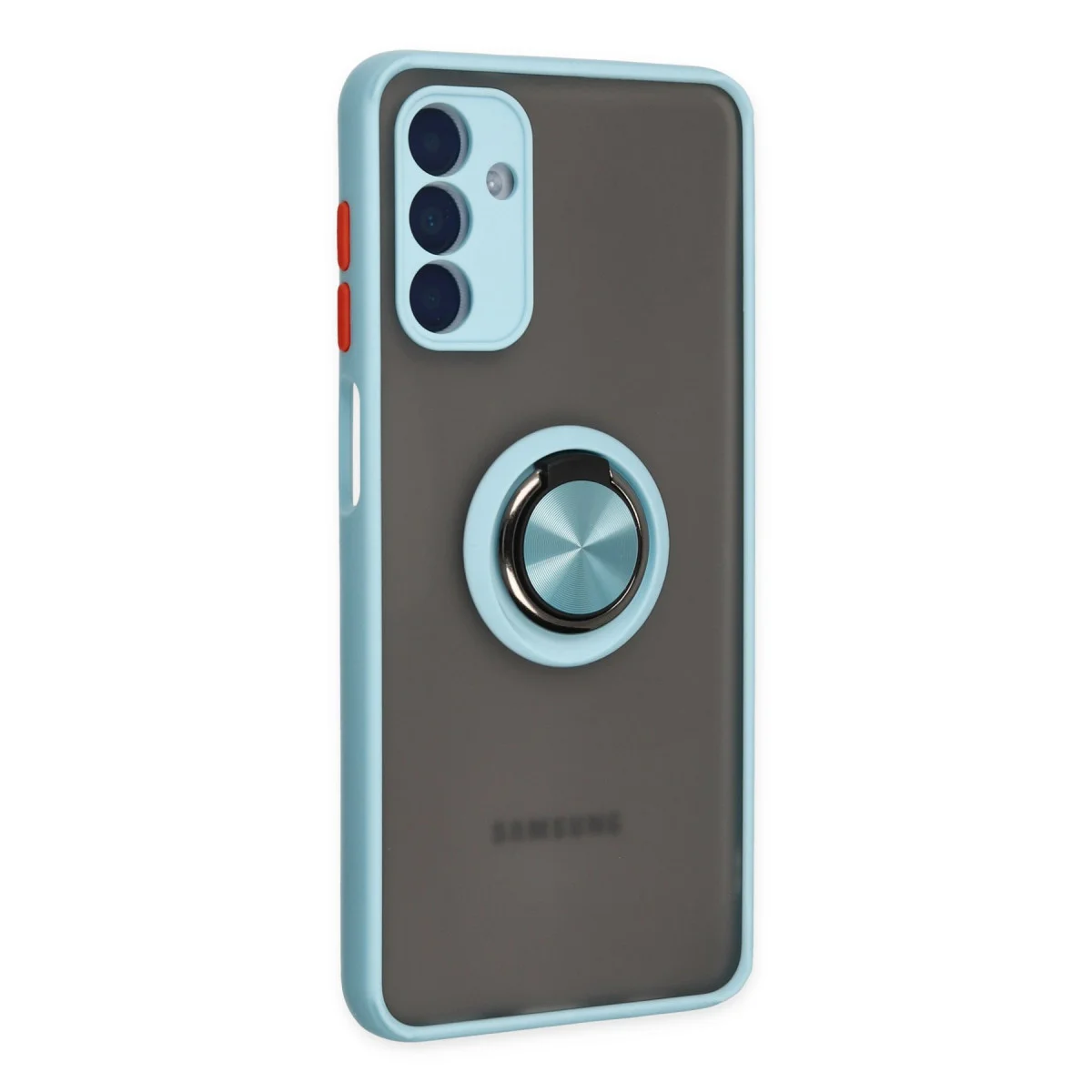 Galaxy A04S Kılıf Montreal Yüzüklü Silikon Kapak - Buz Mavi