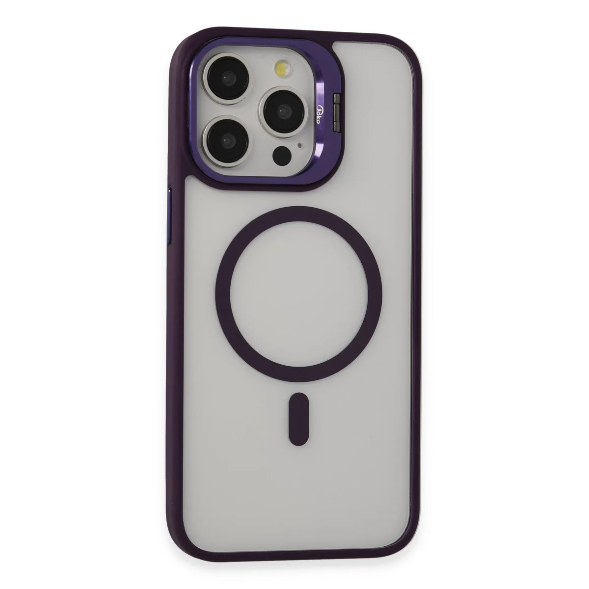 iPhone 14 Pro Kılıf Roblox Lens Magsafe Standlı Kapak - Derin Mor