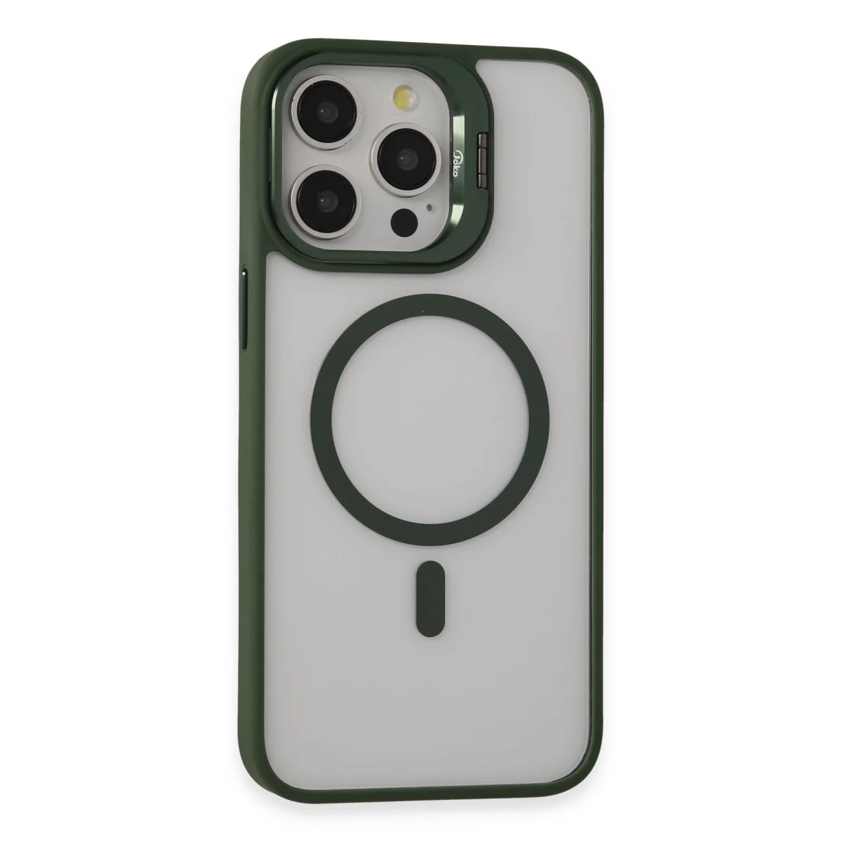 iPhone 15 Pro Max Kılıf Roblox Lens Magsafe Standlı Kapak - Koyu Yeşil