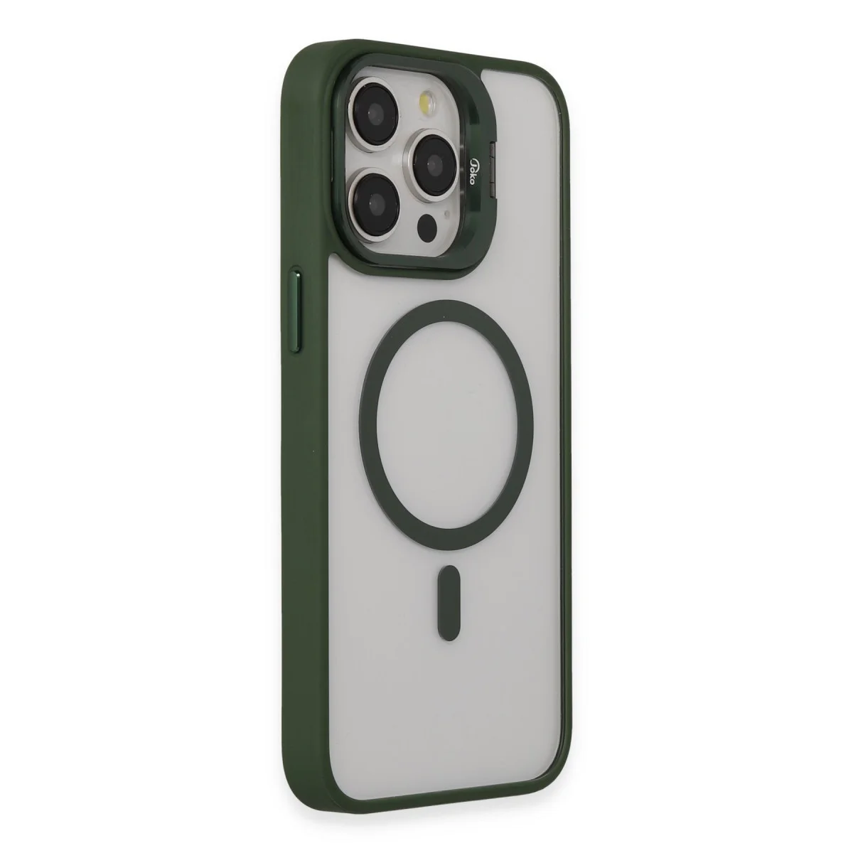 iPhone 15 Pro Max Kılıf Roblox Lens Magsafe Standlı Kapak - Koyu Yeşil