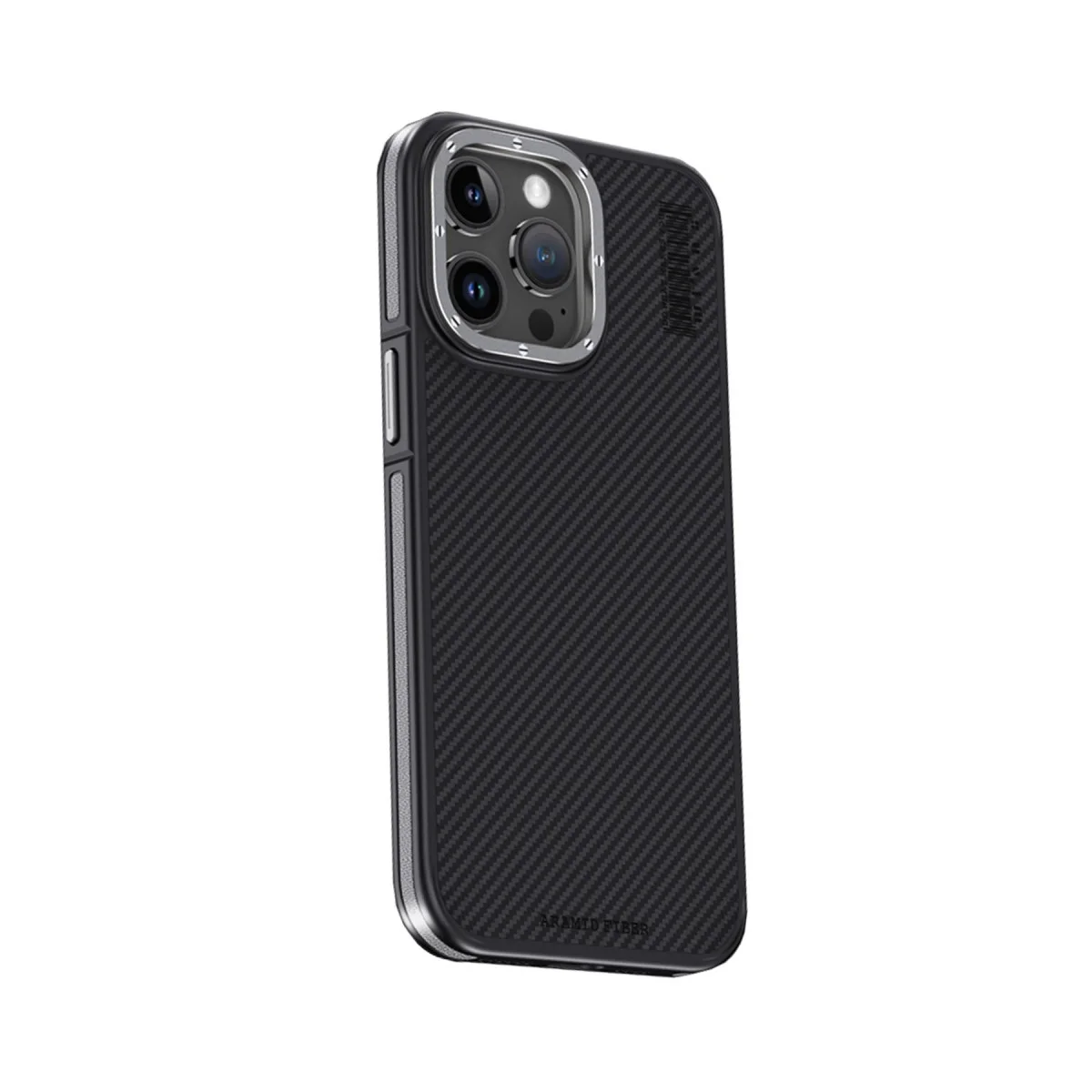 iPhone 15 Pro Kılıf Aramid 600D Kevlar Karbon Fiber Magsafe Kapak - Gri