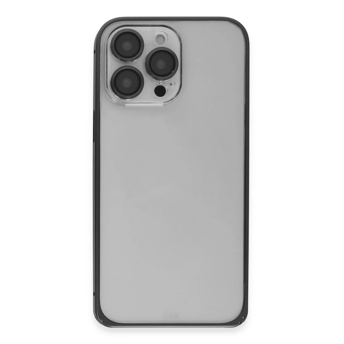iPhone 15 Pro Metal Bumper Mat Kapak - Siyah