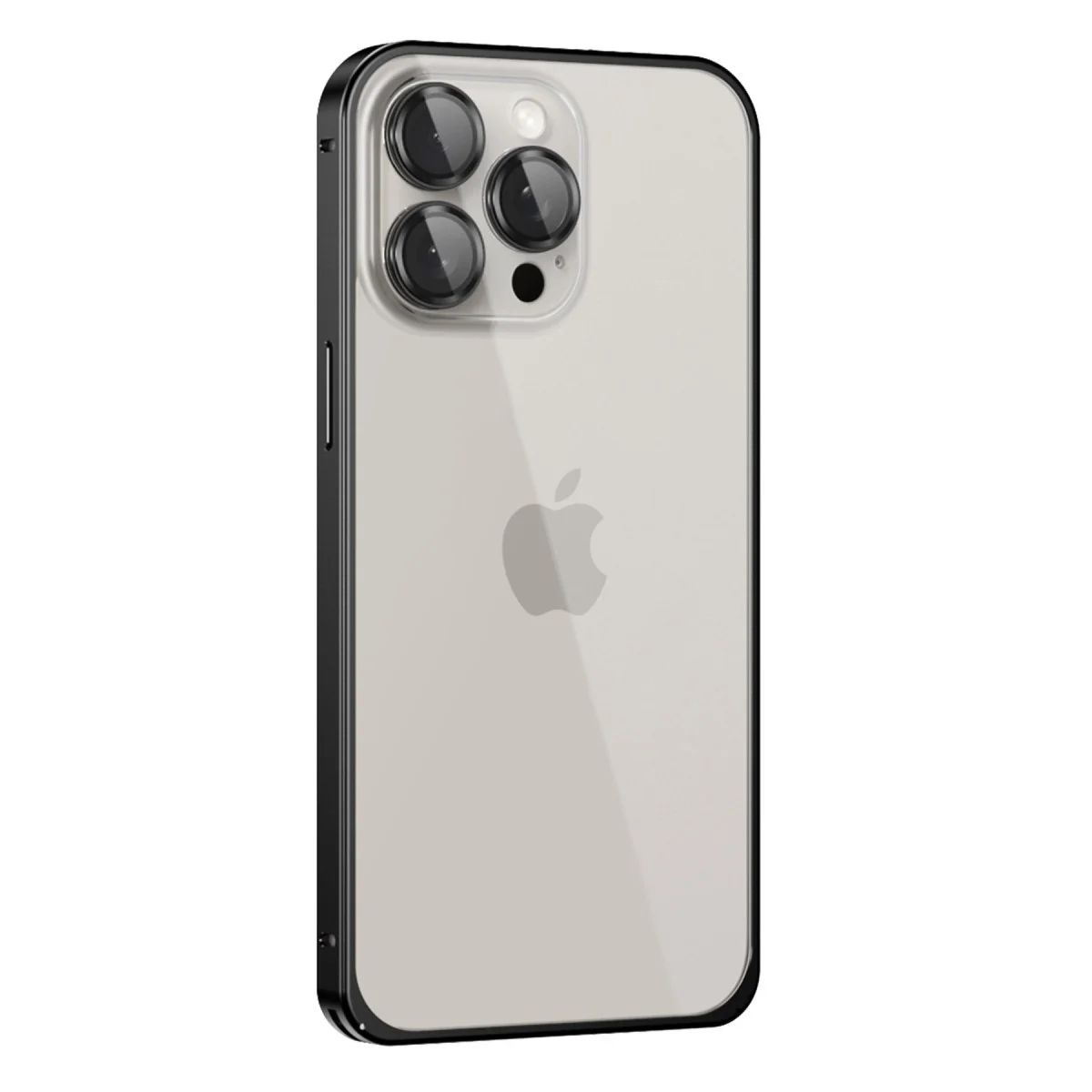 iPhone 15 Pro Max Metal Bumper Mat Kapak - Siyah