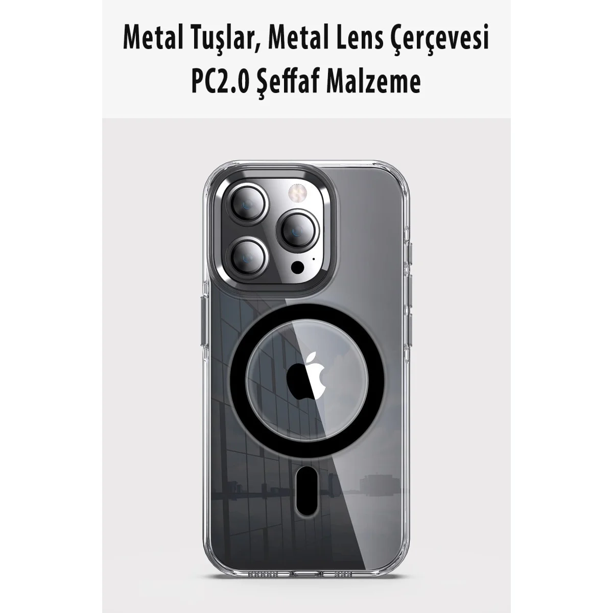 iPhone 14 Pro Kılıf Crystal Magsafe Kapak - Siyah