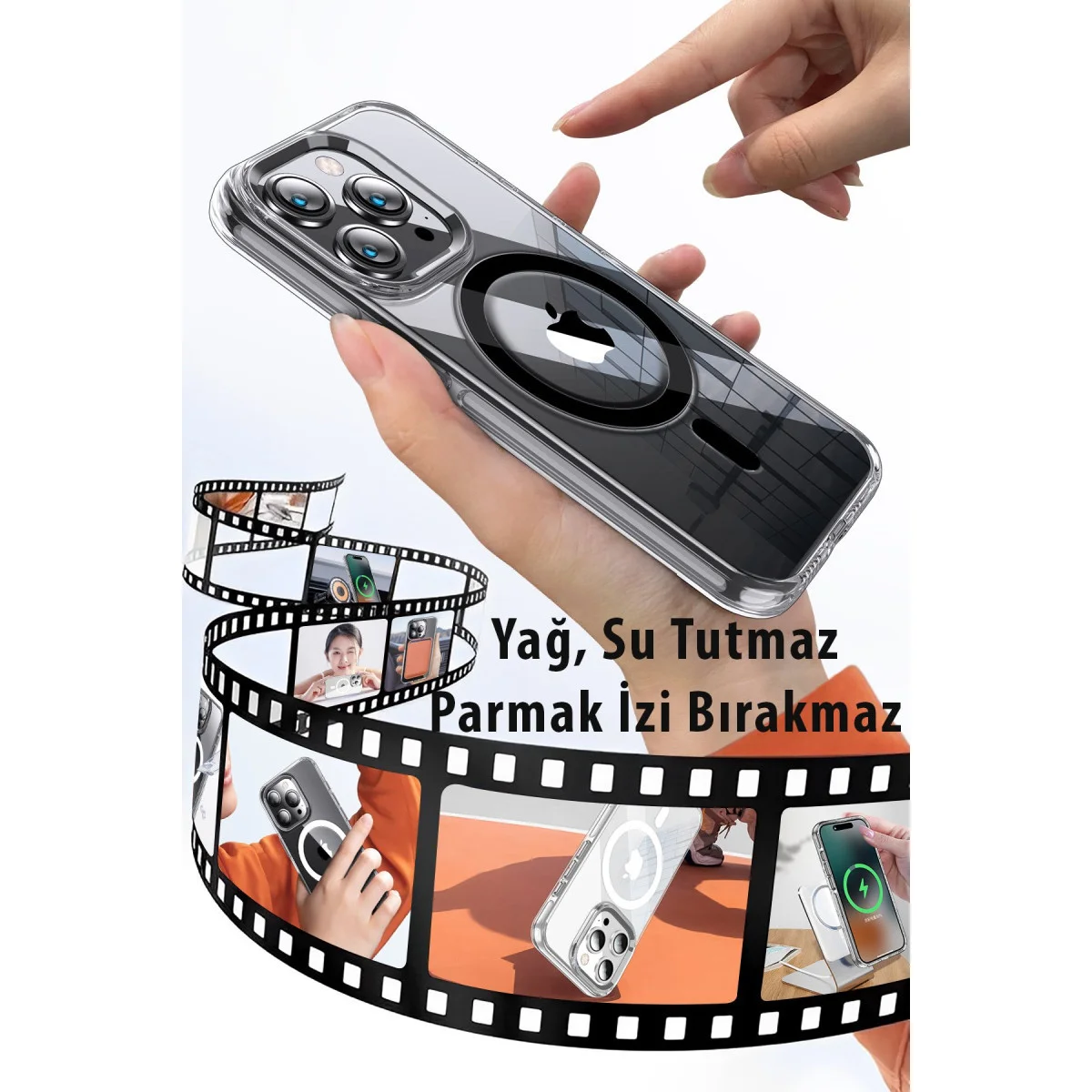 iPhone 15 Pro Max Kılıf Crystal Magsafe Kapak - Şeffaf
