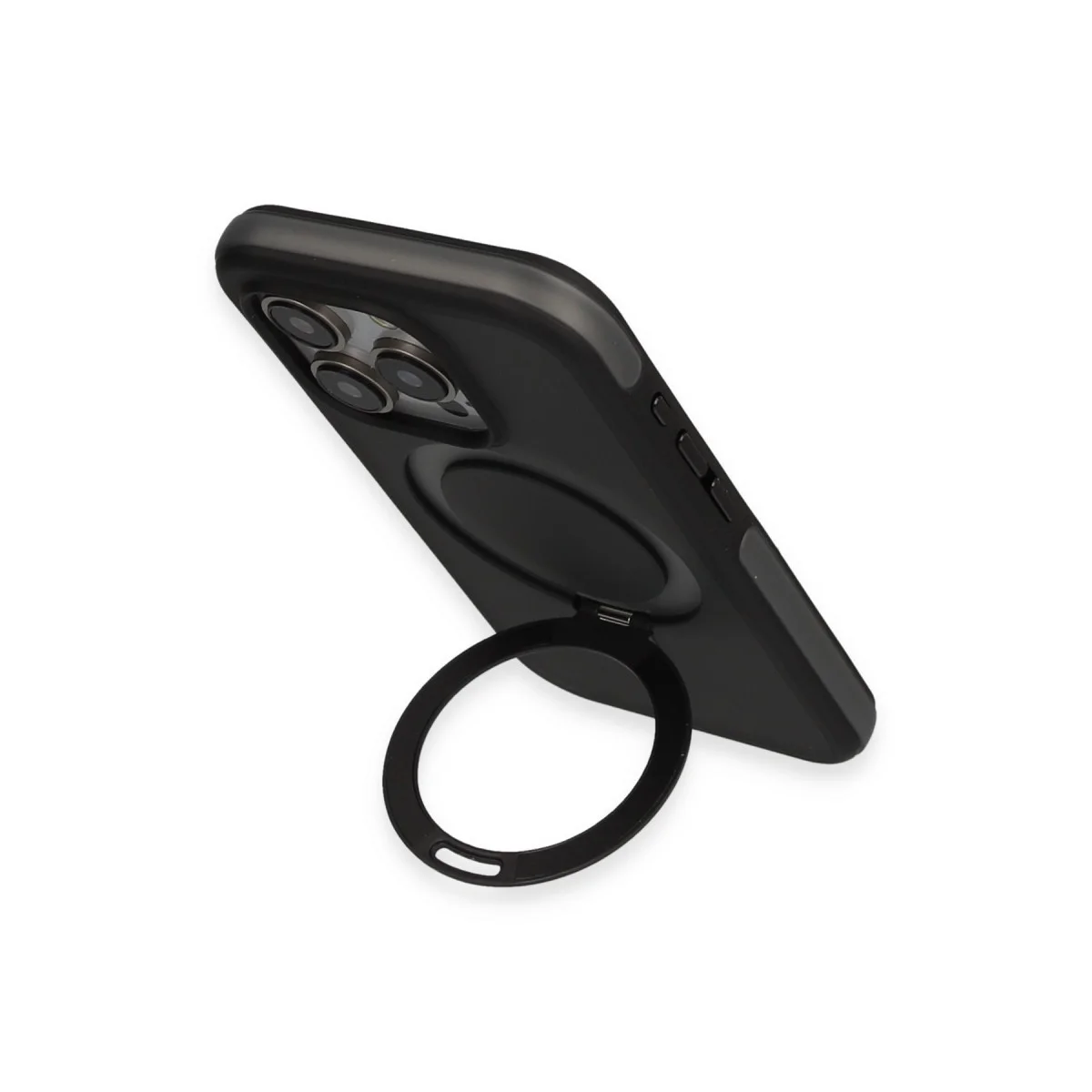 iPhone 15 Pro Zorda Airbag Magsafe Standlı Kapak - Siyah