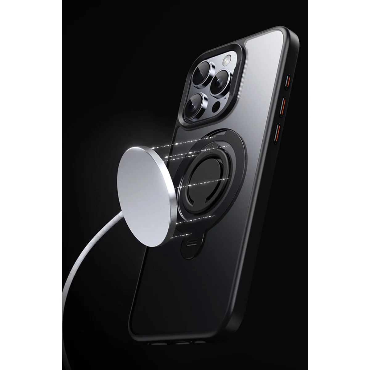 iPhone 16 Pro Avatar 360 Dönen Magsafe Kapak - Siyah