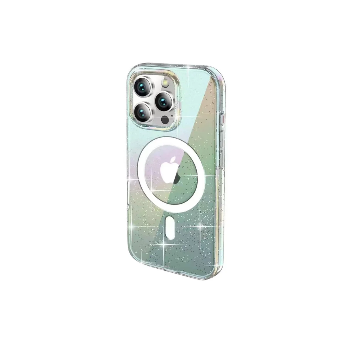 iPhone 15 Pro Rasasi Simli Magsafe Kapak - Şeffaf