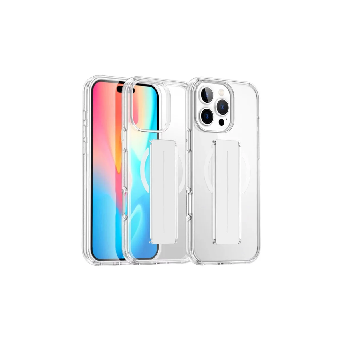 iPhone 16 Pro Max Kılıf Alfa Magsafe Standlı Kapak - Şeffaf