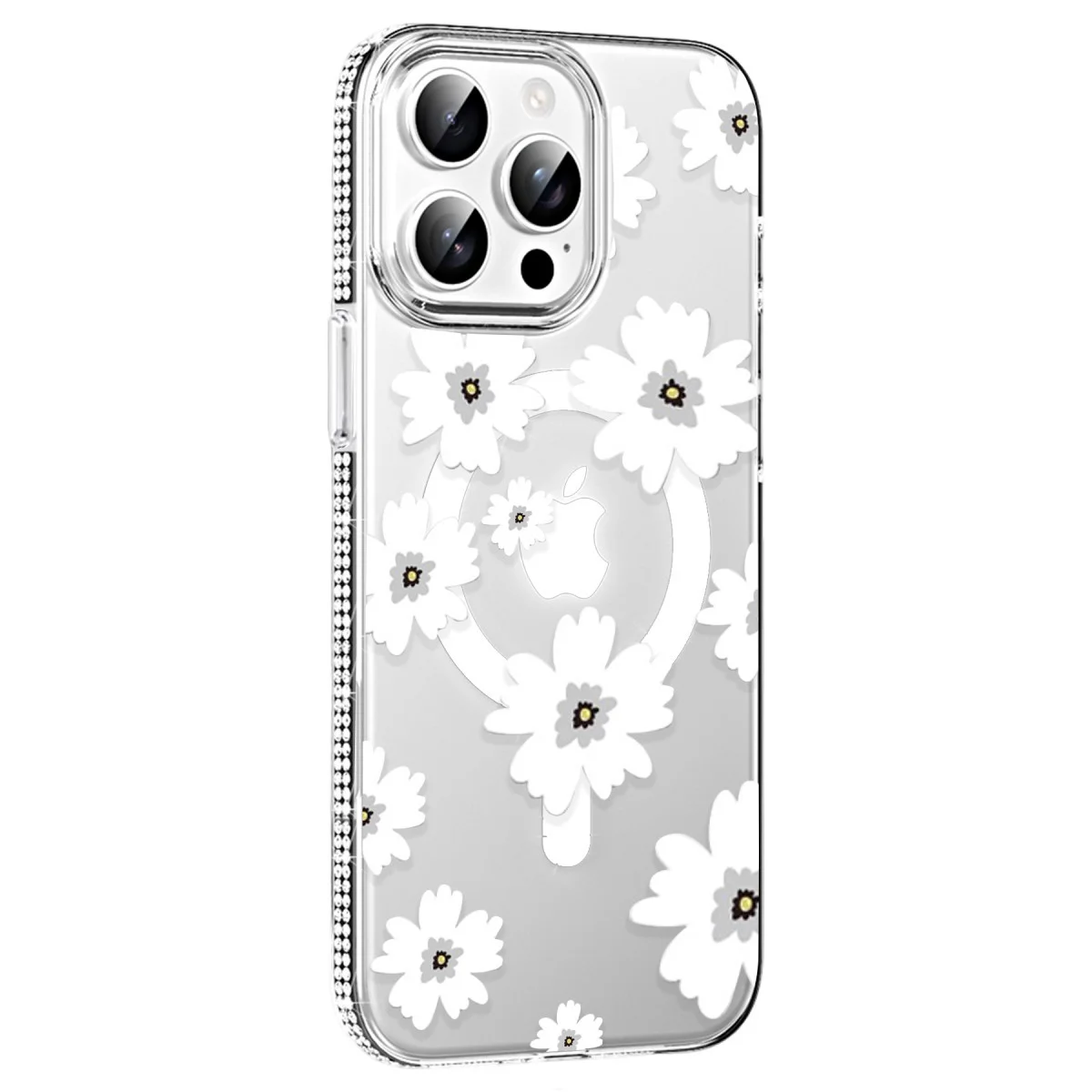 iPhone 15 Pro Floral Magsafe Kapak - Beyaz